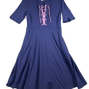 Maeve Purple Dress‎ with Pink Lace-Up Detail